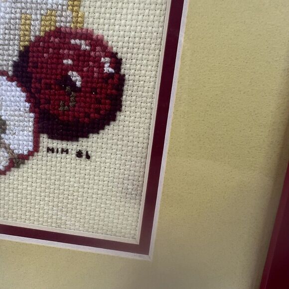 Vintage Framed Apple Pie Handmade Needlepoint Cross-Stitch Picture - Picture 4 of 5